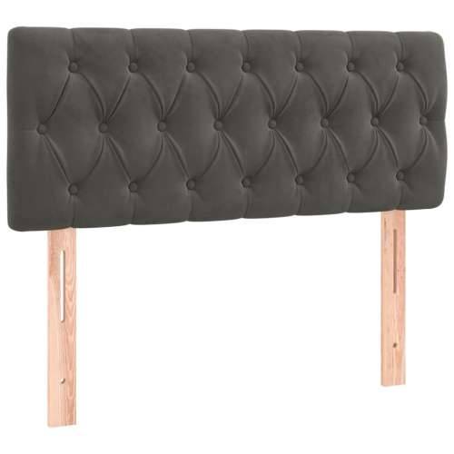 Box spring krevet s madracem tamnosivi 90x190 cm baršunasti - Tamno siva 90 x 190 cm Dizajn s gumbima Cijena