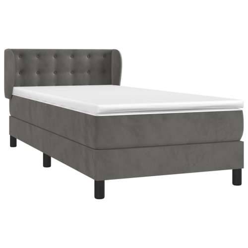 Box spring krevet s madracem tamnosivi 90x190 cm baršunasti - Tamno siva 90 x 190 cm gumbi Cijena