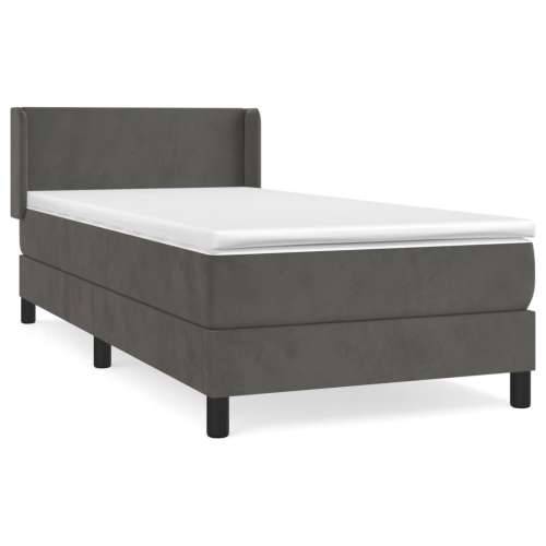 Box spring krevet s madracem tamnosivi 90x190 cm baršunasti - Tamno siva 90 x 190 cm Gladak dizajn Cijena