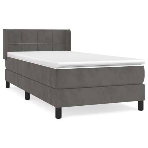 Box spring krevet s madracem tamnosivi 90x190 cm baršunasti Tamno siva 90 x 190 cm Blok s kvadratima Cijena