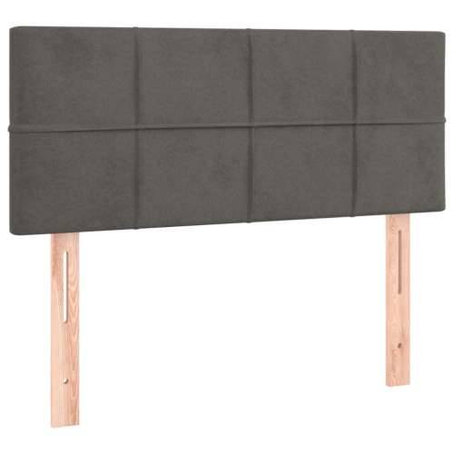 Box spring krevet s madracem tamnosivi 90x190 cm baršunasti - Tamno siva 90 x 190 cm Blok s kvadratima Cijena