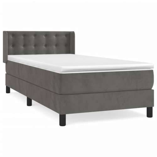 Box spring krevet s madracem tamnosivi 90x190 cm baršunasti - Tamno siva 90 x 190 cm gumbi Cijena