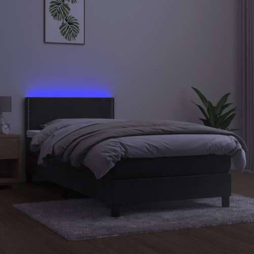 Krevet box spring s madracem LED tamnosivi 90x190 cm baršun - Tamno siva 90 x 190 cm Obično s čavlima Cijena