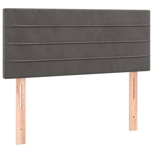 Krevet box spring s madracem LED tamnosivi 90x190 cm baršun - Tamno siva 90 x 190 cm vodoravne pruge Cijena