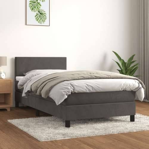 Box spring krevet s madracem tamnosivi 90x190 cm baršunasti - Tamno siva 90 x 190 cm Gladak dizajn Cijena