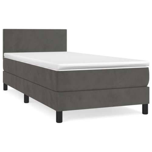 Box spring krevet s madracem tamnosivi 90x190 cm baršunasti - Tamno siva 90 x 190 cm Gladak dizajn Cijena