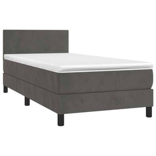 Box spring krevet s madracem tamnosivi 90x190 cm baršunasti - Tamno siva 90 x 190 cm Gladak dizajn Cijena