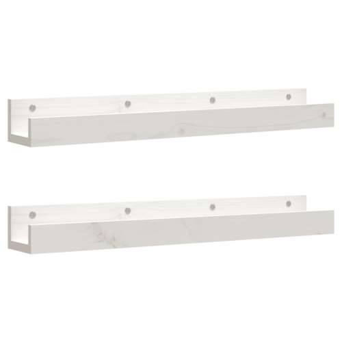 Zidne police 2 kom bijele 80x12x9 cm od masivne borovine - Bijela 80 x 12 x 9 cm 1 Cijena