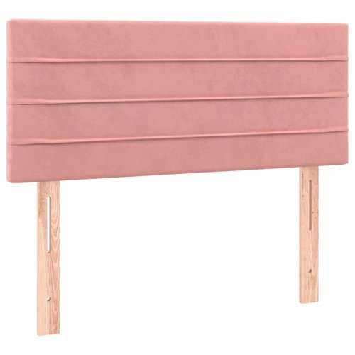 Krevet box spring s madracem LED ružičasti 90x190 cm baršunasti - Ružičasta 90 x 190 cm vodoravne pruge Cijena