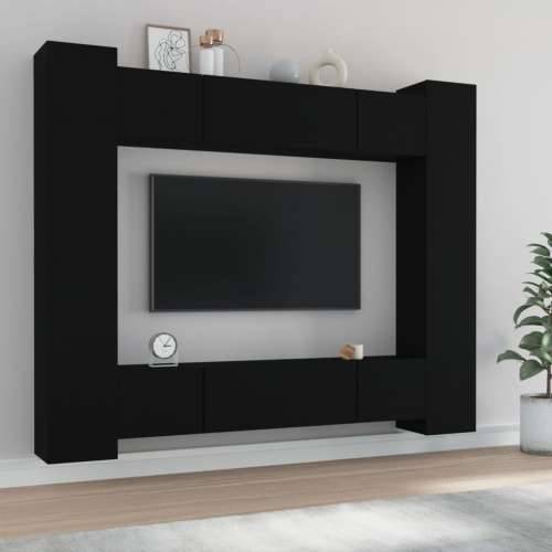 8-dijelni set TV ormarića crni od konstruiranog drva - Crna 8 80 cm Cijena