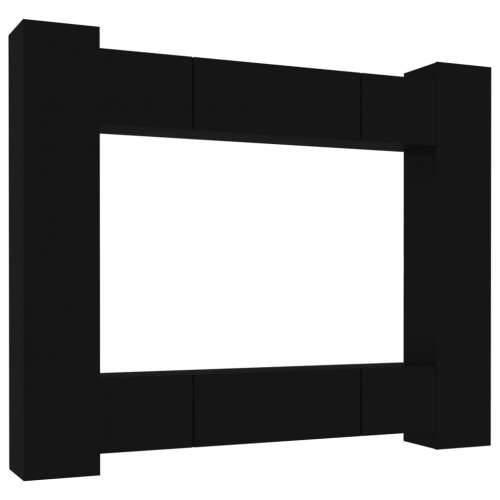 8-dijelni set TV ormarića crni od konstruiranog drva - Crna 8 80 cm Cijena