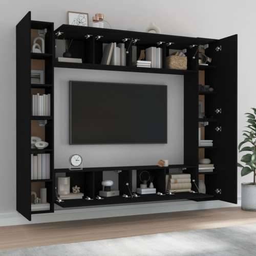 8-dijelni set TV ormarića crni od konstruiranog drva - Crna 8 80 cm Cijena