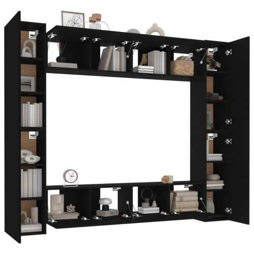8-dijelni set TV ormarića crni od konstruiranog drva - Crna 8 80 cm Cijena