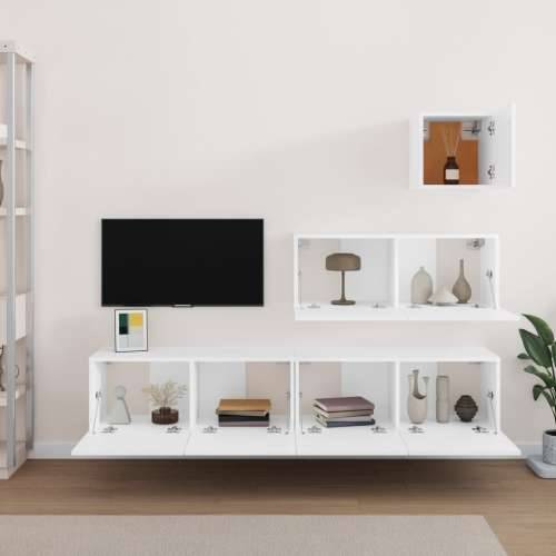 4-dijelni set TV ormarića bijeli od konstruiranog drva Cijena