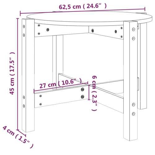 Stolić za kavu Ø 62,5 x 45 cm od masivne borovine - Prirodna Ø 62.5 x 45 cm 1 Cijena