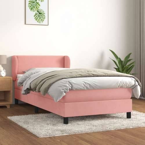 Box spring krevet s madracem ružičasti 80 x 200 cm baršunasti - Ružičasta 80 x 200 cm Obično s čavlima Cijena