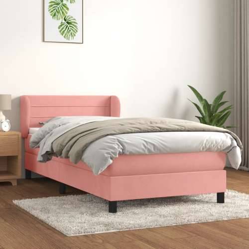 Box spring krevet s madracem ružičasti 80 x 200 cm baršunasti - Ružičasta 80 x 200 cm vodoravne pruge Cijena