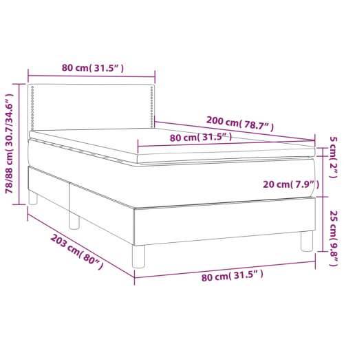 Krevet box spring s madracem LED ružičasti 80x200 cm baršunasti - Ružičasta 80 x 200 cm Obično s čavlima Cijena