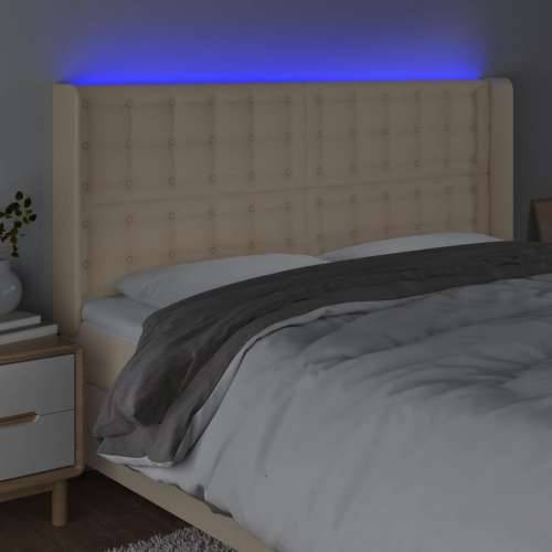 LED uzglavlje krem 183 x 16 x 118/128 cm od tkanine - Krema 183 x 16 x 118/128 cm 1 Cijena