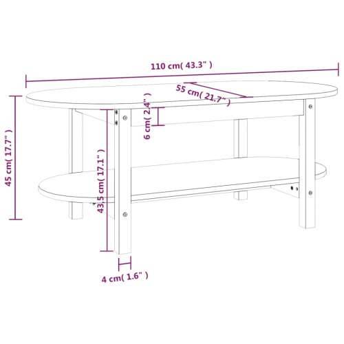 Stolić za kavu 110 x 55 x 45 cm od masivne borovine - Prirodna 110 x 55 x 45 cm 1 Cijena