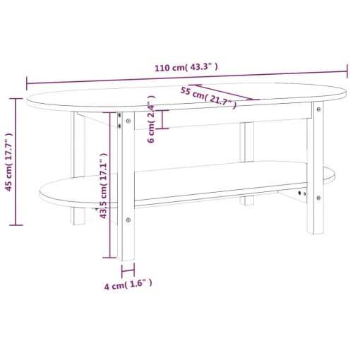 Stolić za kavu bijeli 110 x 55 x 45 cm od masivne borovine - Bijela 110 x 55 x 45 cm 1 Cijena