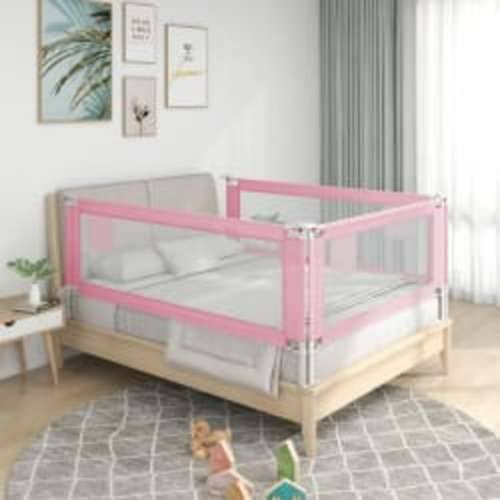 Sigurnosna ograda za dječji krevet ružičasta 140x25 cm tkanina