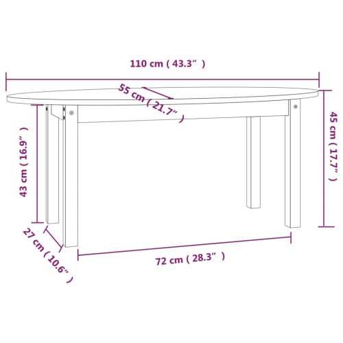 Stolić za kavu bijeli 110 x 55 x 45 cm od masivne borovine - Bijela 110 x 55 x 45 cm 1 Cijena