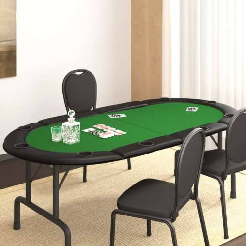 Sklopiva stolna ploča za poker za 10 igrača zelena 208x106x3 cm