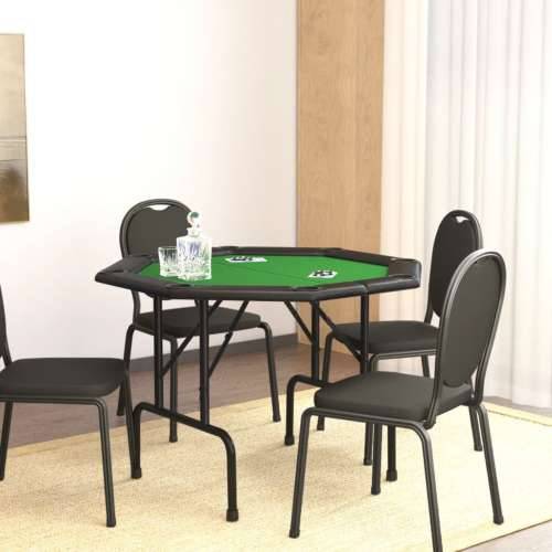 Sklopivi stol za poker za 8 igrača zeleni 108 x 108 x 75 cm