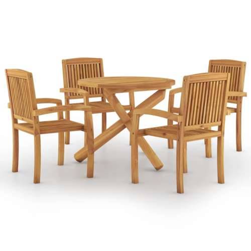 Vrtna garnitura - 5-dijelni vrtni blagovaonski set od masivne tikovine - Stol Ø 90 cm 1 Cijena