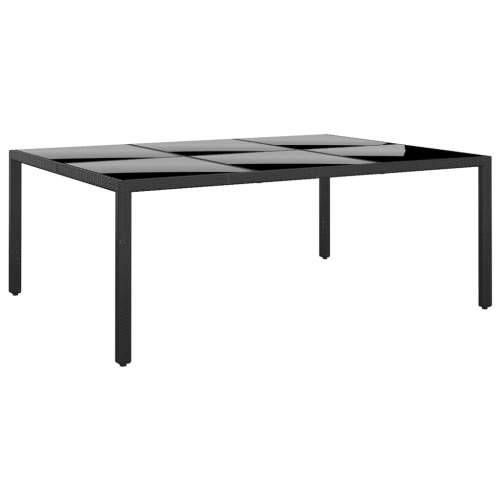 Vrtni stol 200x150x75 cm od kaljenog stakla i poliratana crni  - Crna 1 Cijena