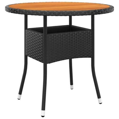 3-dijelni vrtni bistro set od poliratana crni - Crna i smeđa Ø 80 cm table 2 Cijena