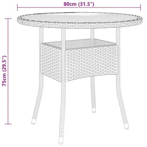 3-dijelni vrtni bistro set od poliratana crni - Crna i smeđa Ø 80 cm table 2 Cijena
