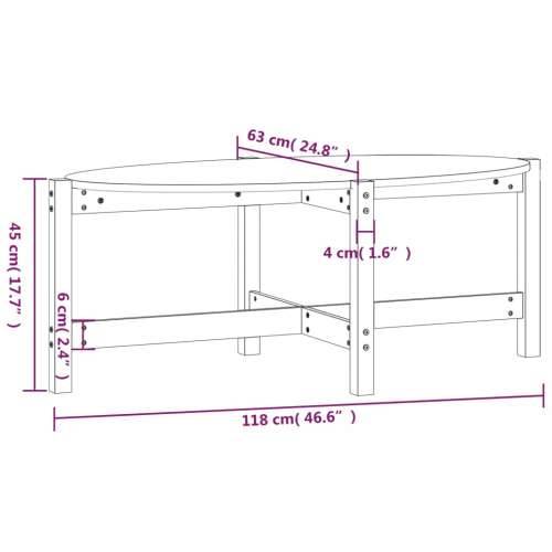 Stolić za kavu sivi 118 x 63 x 45 cm od masivne borovine - Siva 118 x 63 x 45 cm 1 Cijena