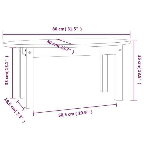 Stolić za kavu sivi 80 x 40 x 35 cm od masivne borovine - Siva 80 x 40 x 35 cm 1 Cijena