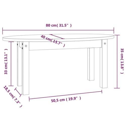 Stolić za kavu crni 80 x 40 x 35 cm od masivne borovine - Crna 80 x 40 x 35 cm 1 Cijena