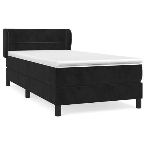 Box spring krevet s madracem crni 90x200 cm baršunasti - Crna 90 x 200 cm Blok s kvadratima Cijena