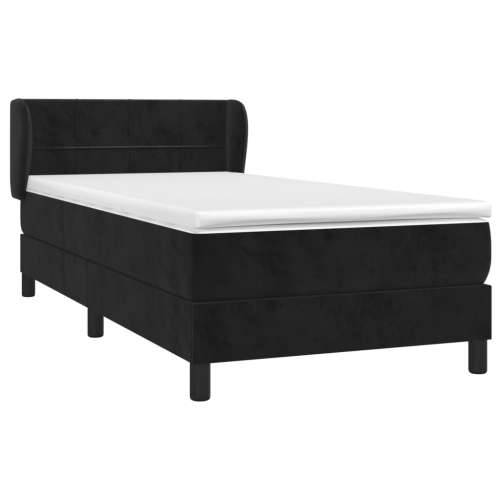 Box spring krevet s madracem crni 90x200 cm baršunasti - Crna 90 x 200 cm Blok s kvadratima Cijena