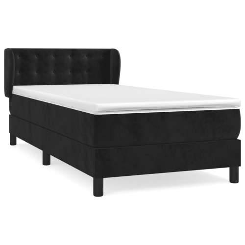 Box spring krevet s madracem crni 90x200 cm baršunasti - Crna 90 x 200 cm gumbi Cijena