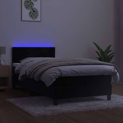 Krevet box spring s madracem LED crni 90x200 cm baršun - Crna 90 x 200 cm vodoravne pruge Cijena