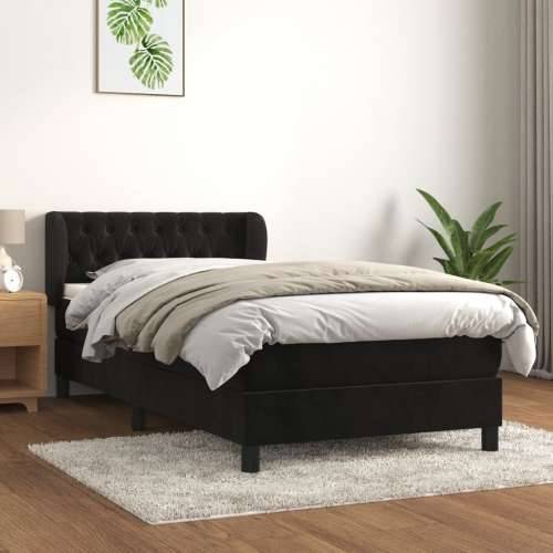 Box spring krevet s madracem crni 90x200 cm baršunasti - Crna 90 x 200 cm Dizajn s gumbima Cijena