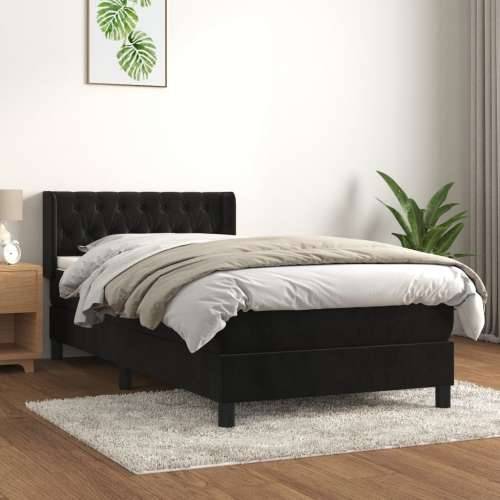 Box spring krevet s madracem crni 90x200 cm baršunasti - Crna 90 x 200 cm Dizajn s gumbima Cijena