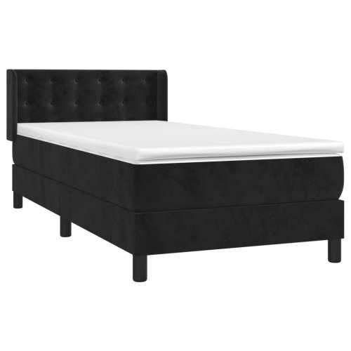 Box spring krevet s madracem crni 90x200 cm baršunasti - Crna 90 x 200 cm gumbi Cijena