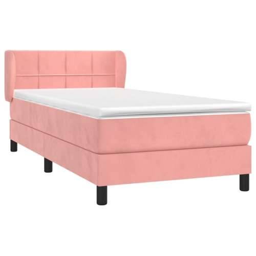 Box spring krevet s madracem ružičasti 90x200 cm baršunasti - Ružičasta 90 x 200 cm Blok s kvadratima Cijena