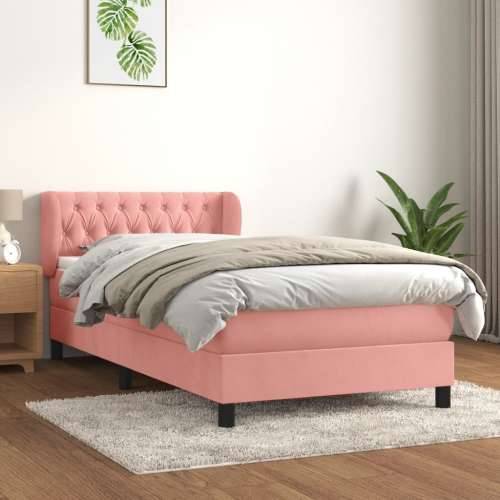 Box spring krevet s madracem ružičasti 90x200 cm baršunasti - Ružičasta 90 x 200 cm Dizajn s gumbima Cijena