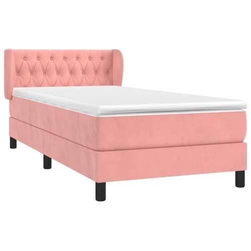 Box spring krevet s madracem ružičasti 90x200 cm baršunasti - Ružičasta 90 x 200 cm Dizajn s gumbima Cijena