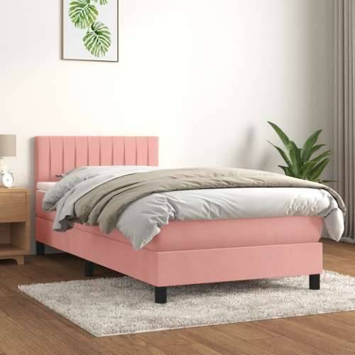 Box spring krevet s madracem ružičasti 90x200 cm baršunasti - Ružičasta 90 x 200 cm Okomite pruge Cijena