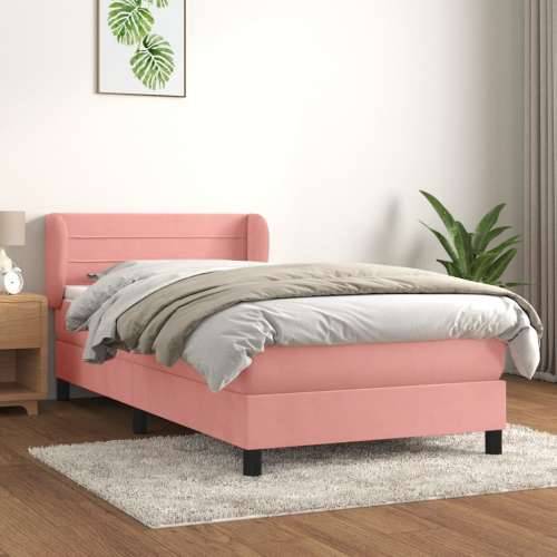 Box spring krevet s madracem ružičasti 90x200 cm baršunasti - Ružičasta 90 x 200 cm vodoravne pruge Cijena