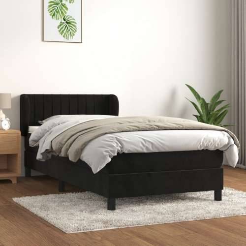 Box spring krevet s madracem crni 90x200 cm baršunasti - Crna 90 x 200 cm Okomite pruge Cijena