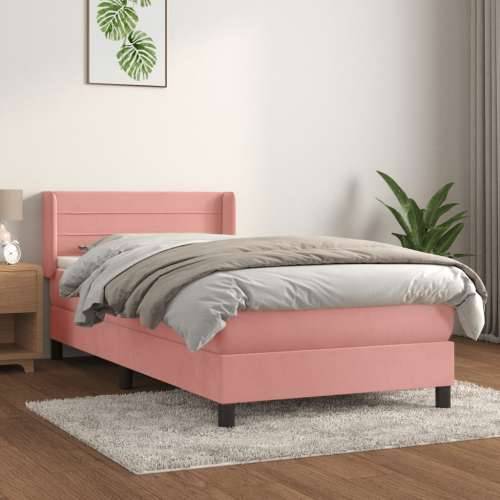Box spring krevet s madracem ružičasti 90x200 cm baršunasti - Ružičasta 90 x 200 cm vodoravne pruge Cijena